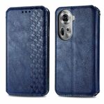 Per OPPO Reno11 5G EU Custodia per cellulare in pelle magnetica pressata con griglia cubica (blu)