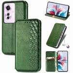 Per OPPO Reno11 F 5G Custodia per telefono in pelle magnetica pressata con griglia cubica (verde)