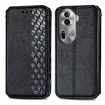 Per OPPO Reno11 Pro 5G Custodia per telefono in pelle magnetica pressata con griglia cubica EU (nera)