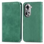 Per OPPO Reno11 5G EU Custodia per telefono in pelle con vibrazione magnetica retrò Skin Feel (verde)