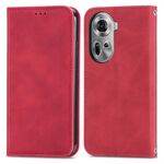 Per OPPO Reno11 5G EU Custodia per telefono in pelle con vibrazione magnetica retro skin Feel (rossa)