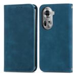 Per OPPO Reno11 5G EU Custodia per telefono in pelle con vibrazione magnetica retro skin Feel (blu)