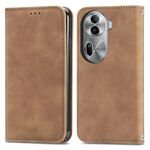 Custodia per telefono in pelle con vibrazione magnetica retrò per OPPO Reno11 Pro 5G EU (marrone)