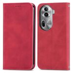 Custodia per telefono in pelle con vibrazione magnetica retrò per OPPO Reno11 Pro 5G EU (rosso)