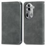 Custodia per telefono in pelle con vibrazione magnetica retrò per OPPO Reno11 Pro 5G EU (grigio)