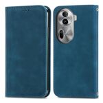 Custodia per telefono in pelle con vibrazione magnetica retrò per OPPO Reno11 Pro 5G EU (blu)