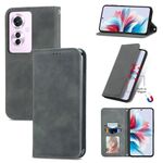 Per OPPO Reno11 F 5G Custodia per telefono in pelle con vibrazione magnetica retrò Skin Feel (grigio)