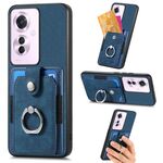 Per OPPO Reno11 F 5G Custodia per telefono a portafoglio con carta ad anello retrò con sensazione di pelle (blu)