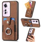 Per OPPO Reno11 F 5G Custodia per telefono a portafoglio con carta ad anello retrò con sensazione di pelle (marrone)