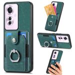 Per OPPO Reno11 F 5G Custodia per telefono a portafoglio con carta ad anello retrò con sensazione di pelle (verde)