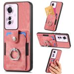 Per OPPO Reno11 F 5G Custodia per telefono a portafoglio con carta ad anello retrò con sensazione di pelle (rosa)