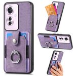 Per OPPO Reno11 F 5G Custodia per telefono a portafoglio con carta ad anello retrò con sensazione di pelle (viola)