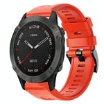 Per Garmin Fenix ​​6 Sapphire GPS Cinturino in metallo con fibbia in silicone a tinta unita (rosso)