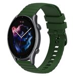 Per Amazfit GTR 3 Pro 22 mm ondulato punteggiato cinturino in silicone a tinta unita (verde militare)