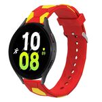 Per Samsung Galaxy Watch5 / 5 Pro 20mm Cinturino in silicone con connettore in metallo stile calcio (rosso + giallo)