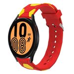 Per Samsung Galaxy Watch4 / 4 Cinturino in silicone con connettore in metallo stile calcio classico da 20 mm (rosso + giallo)