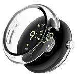 Per Google Pixel Watch Custodia per orologio in vetro temperato con pellicola per PC (trasparente)