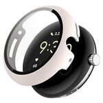Per Google Pixel Watch Custodia per orologio in vetro temperato con pellicola per PC (bianca)