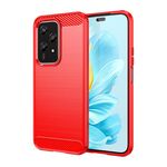 Custodia per telefono TPU in fibra di carbonio con texture spazzolata per Honor 200 Lite 5G (rossa)