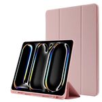 Custodia per tablet ripiegabile in pelle Skin Feel per iPad Pro 13 2024 con slot per penna (rosa)