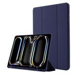Custodia per tablet ripiegabile in pelle Skin Feel per iPad Pro 13 2024 con slot per penna (blu scuro)