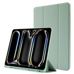 Custodia per tablet ripiegabile in pelle Skin Feel per iPad Pro 13 2024 con slot per penna (verde Matcha)