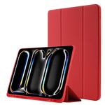 Custodia per tablet ripiegabile in pelle Skin Feel per iPad Pro 13 2024 con slot per penna(Rosso)