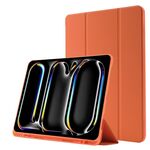Custodia per tablet ripiegabile in pelle Skin Feel per iPad Pro 13 2024 con slot per penna (arancione)