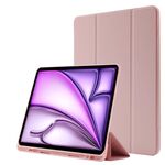 Custodia per tablet ripiegabile in pelle Skin Feel per iPad Air 13 2024 con slot per penna (rosa)
