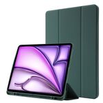 Custodia per tablet ripiegabile in pelle Skin Feel per iPad Air 13 2024 con slot per penna (verde scuro)