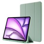 Custodia per tablet ripiegabile in pelle Skin Feel per iPad Air 13 2024 con slot per penna (verde Matcha)