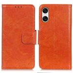 Custodia per telefono in pelle flip con texture Nappa per Sony Xperia 10 VI (arancione)