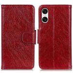 Custodia per telefono in pelle flip con texture Nappa per Sony Xperia 10 VI (rossa)