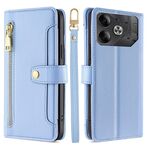Per Tecno Pova 6 5G Custodia per telefono in pelle con cerniera a tracolla con trama di pecora (blu)