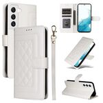 Per Samsung Galaxy S22 5G Custodia per cellulare in pelle con reticolo di diamanti (bianca)
