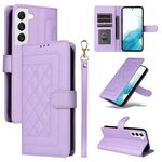 Per Samsung Galaxy S22 5G Custodia per cellulare in pelle con reticolo diamantato (viola chiaro)