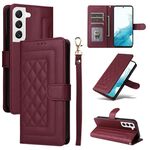 Per Samsung Galaxy S22 5G Custodia a flip in pelle con reticolo diamantato (vino rosso)