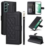 Per Samsung Galaxy S22+ 5G Custodia per cellulare in pelle con reticolo di diamanti (nera)