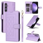 Per Samsung Galaxy S23 FE 5G Custodia per cellulare in pelle con reticolo diamantato (viola chiaro)