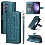 Per Samsung Galaxy S23 FE 5G Custodia a flip in pelle con reticolo di diamanti (verde)
