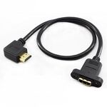 Cavo di prolunga HDTV maschio-femmina gomito destro con fori per viti per l'orecchio, lunghezza: 0,5 m