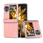 Per OPPO Find N3 Flip Custodia per cellulare con bordo trasparente in pelle PU in tre parti (rosa)
