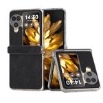 Per OPPO Find N3 Flip Custodia per telefono con bordo trasparente in pelle PU in tre parti (nero)