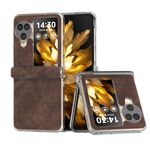 Per OPPO Find N3 Flip Custodia per telefono con bordo trasparente in pelle PU in tre parti (caffè)