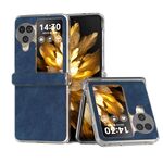 Per OPPO Find N3 Flip Custodia per telefono con bordo trasparente in pelle PU in tre parti (blu)
