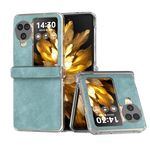 Per OPPO Find N3 Flip Custodia per cellulare con bordo trasparente in pelle PU in tre parti (azzurro)