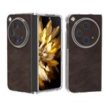 Per OPPO Trova N3 Custodia per telefono con bordo trasparente in pelle PU (caffè)