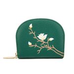 Porta carte d'identità con slot multi-card di grande capacità con ricamo semicircolare (verde)