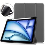 Per iPad Air 11 2024 Custer TPU Pure Color 3-Fold Holder Custodia tablet in pelle intelligente (grigio)