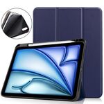 Per iPad Air 11 2024 Custer TPU Pure Color 3-Fold Holder Custodia tablet in pelle intelligente (blu scuro)